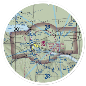 Pierre Regional Airport (PIR) VFR Sectional Sticker (30 mile)