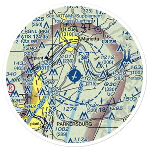 Mid Ohio Valley Regional Airport (PKB) VFR Sectional Sticker (20 mile)