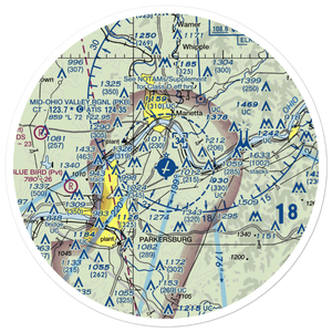 Mid Ohio Valley Regional Airport (PKB) VFR Sectional Sticker (30 mile)