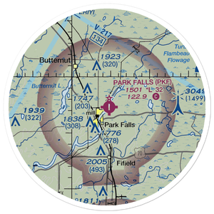 Park Falls Municipal Airport (PKF) VFR Sectional Sticker (20 mile)