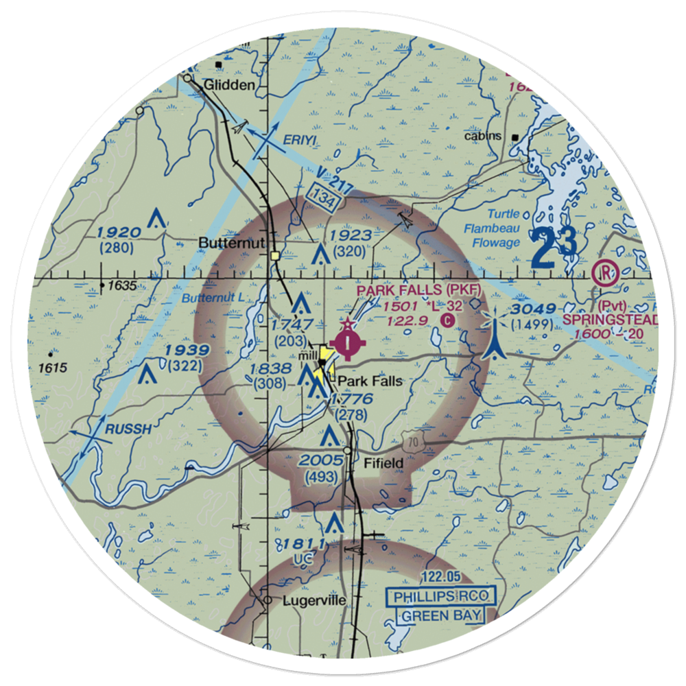 Park Falls Municipal Airport (PKF) VFR Sectional Sticker (30 mile) 