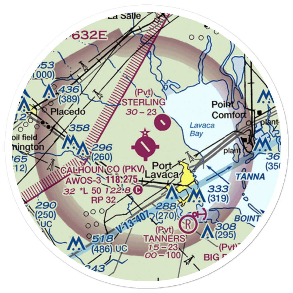Calhoun County Airport (PKV) VFR Sectional Sticker (20 mile) 