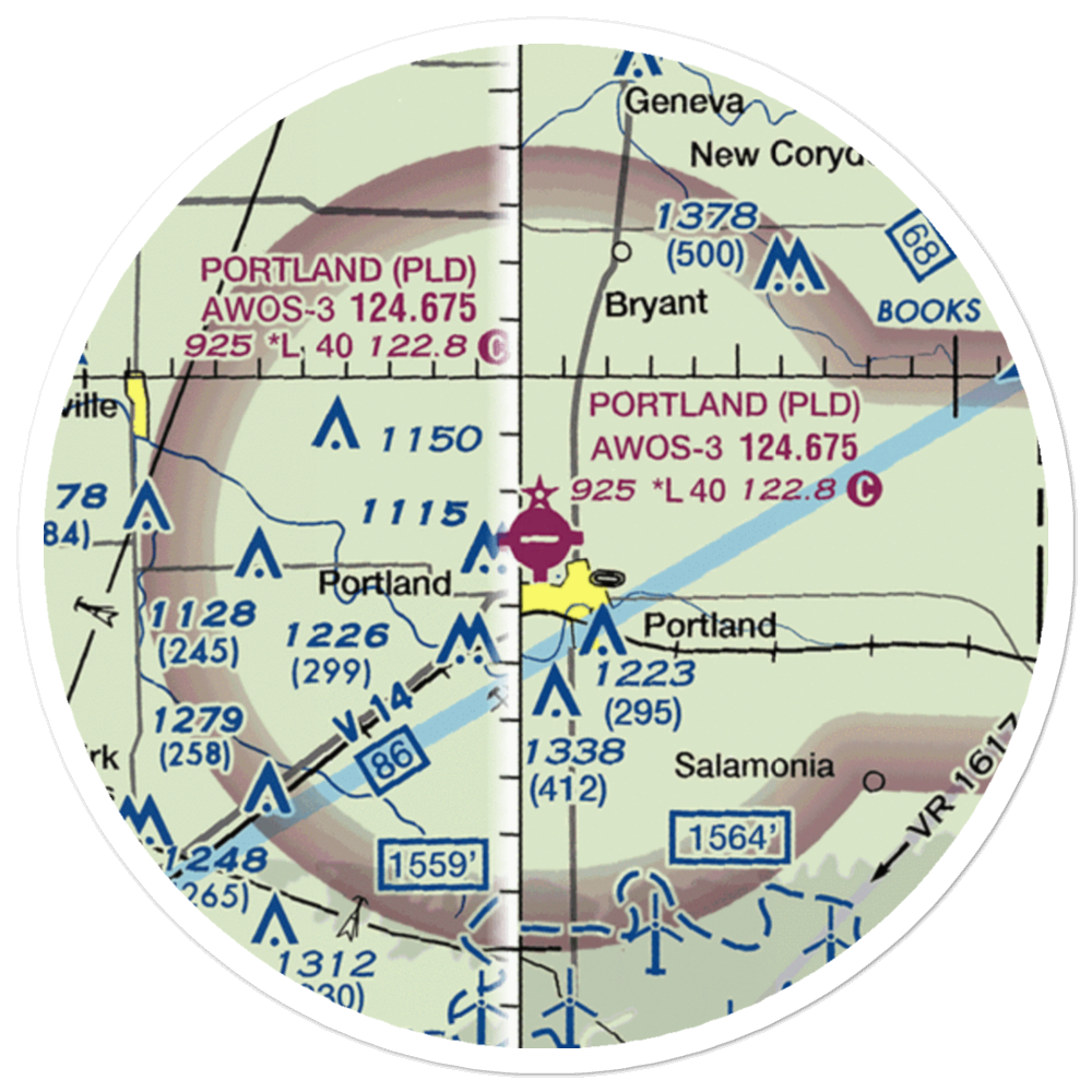 Portland Municipal Airport (PLD) VFR Sectional Sticker (20 mile) 