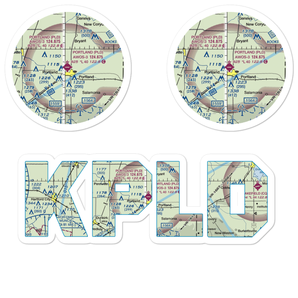 Portland Municipal Airport (PLD) VFR Sectional Sticker Pack 