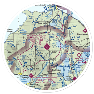 Pellston Regional Airport of Emmet County Airport (PLN) VFR Sectional Sticker (30 mile)