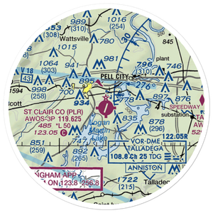 St Clair County Airport (PLR) VFR Sectional Sticker (20 mile)