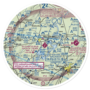 St Clair County Airport (PLR) VFR Sectional Sticker (30 mile)