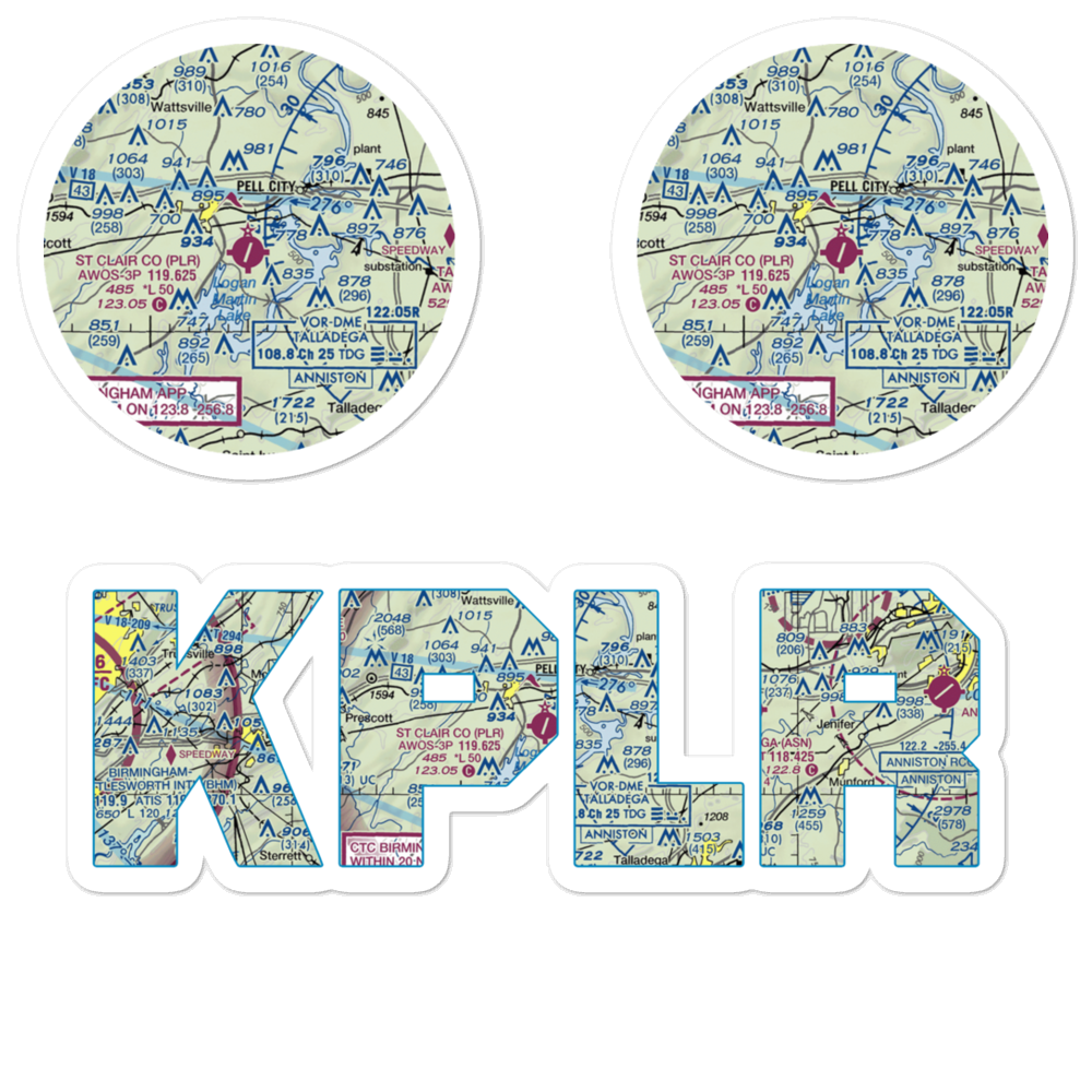 St Clair County Airport (PLR) VFR Sectional Sticker Pack 