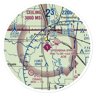 Pembina Municipal Airport (PMB) VFR Sectional Sticker (20 mile)