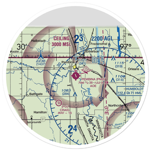 Pembina Municipal Airport (PMB) VFR Sectional Sticker (30 mile)