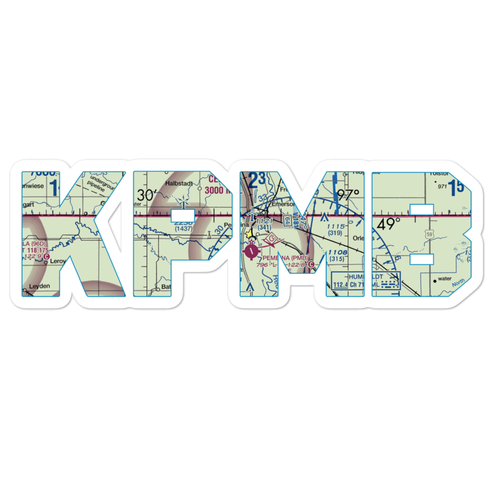 Pembina Municipal Airport (PMB) VFR Sectional Sticker 