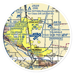 Palmdale Regional/USAF Plant 42 Airport (PMD) VFR Sectional Sticker (20 mile)