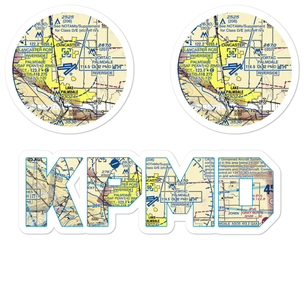 Palmdale Regional/USAF Plant 42 Airport (PMD) VFR Sectional Sticker Pack 