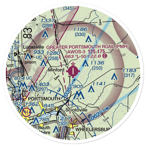 Greater Portsmouth Regional Airport (PMH) VFR Sectional Sticker (20 mile)