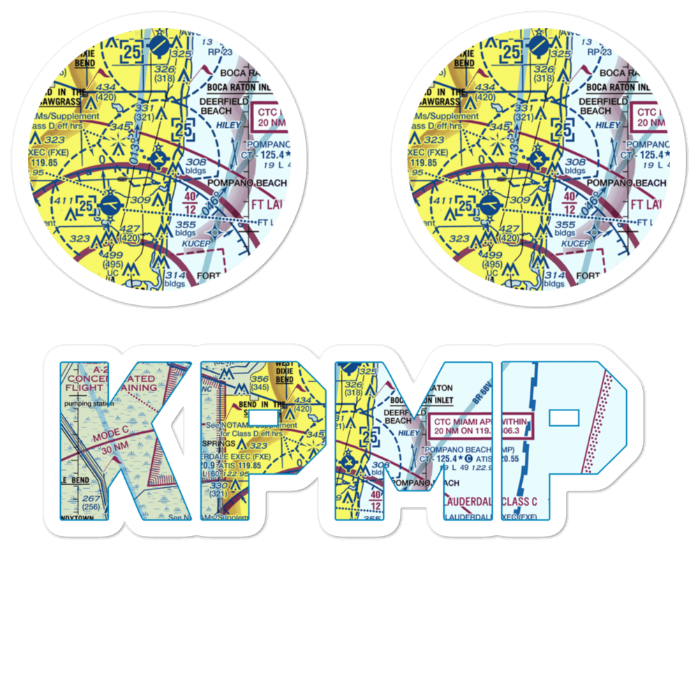 Pompano Beach Airpark (PMP) VFR Sectional Sticker Pack 