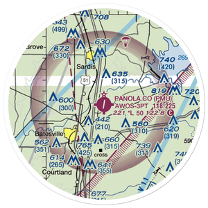 Panola County Airport (PMU) VFR Sectional Sticker (20 mile)