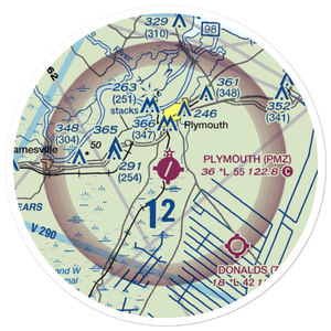 Plymouth Municipal Airport (PMZ) VFR Sectional Sticker (20 mile)