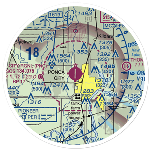 Ponca City Regional Airport (PNC) VFR Sectional Sticker (20 mile)