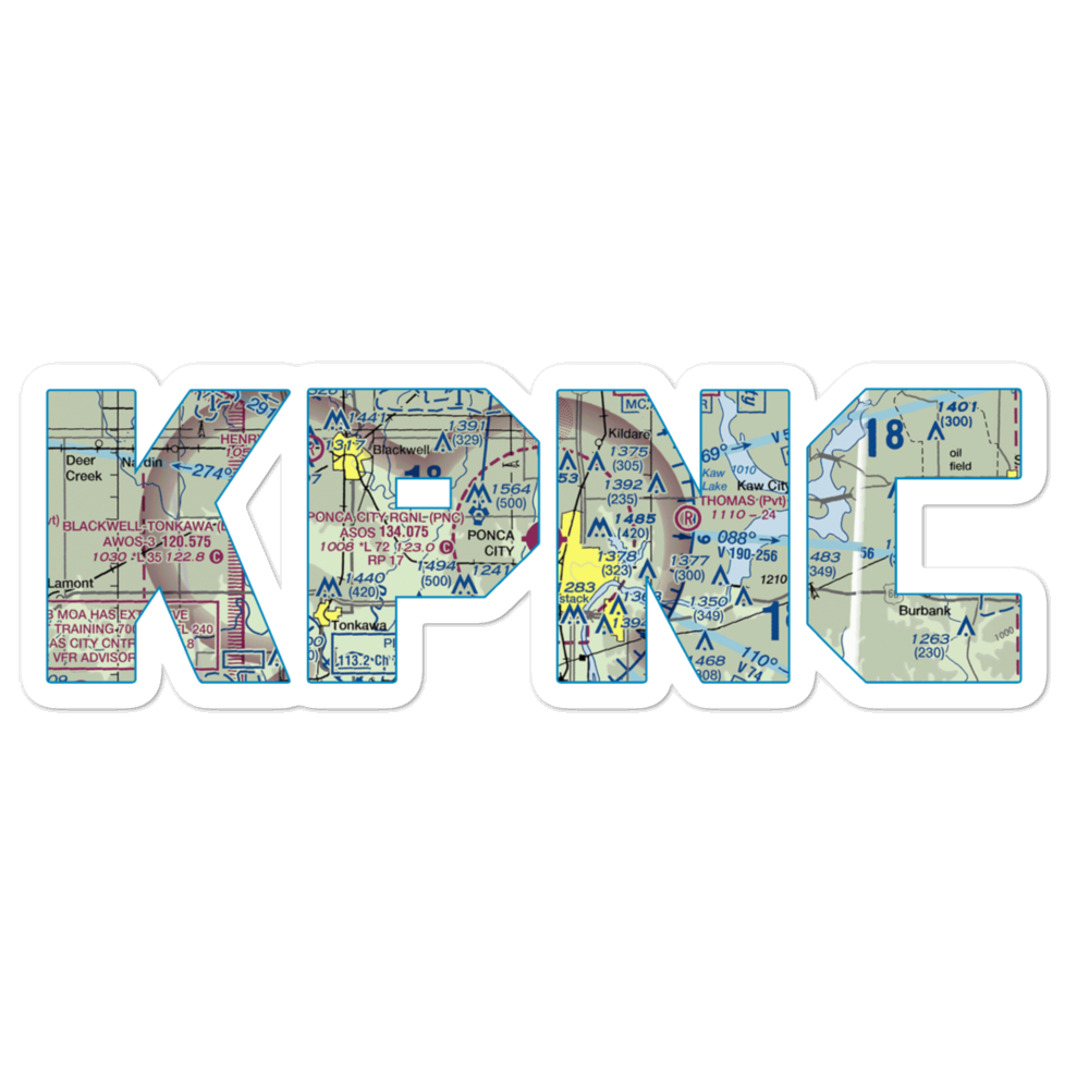 Ponca City Regional Airport (PNC) VFR Sectional Sticker 