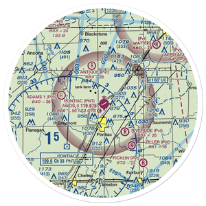 Pontiac Municipal Airport (PNT) VFR Sectional Sticker (30 mile)