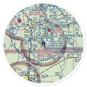 Polk Army Air Field (POE) VFR Sectional Sticker (30 mile)