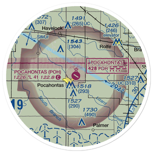Pocahontas Municipal Airport (POH) VFR Sectional Sticker (20 mile)