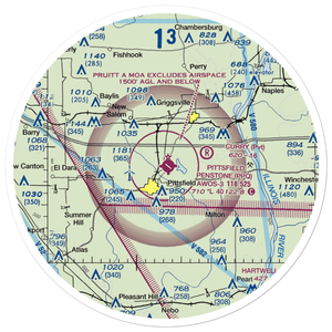 Pittsfield Penstone Municipal Airport (PPQ) VFR Sectional Sticker (30 mile)