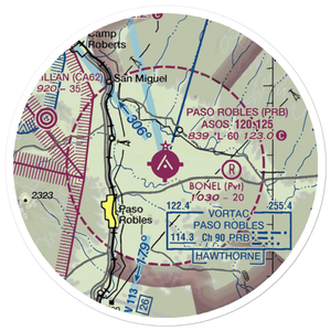 Paso Robles Municipal Airport (PRB) VFR Sectional Sticker (20 mile)