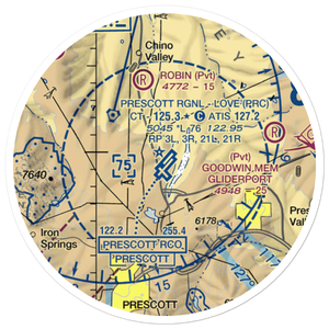 Prescott Regional Airport - Ernest A. Love Field (PRC) VFR Sectional Sticker (20 mile)