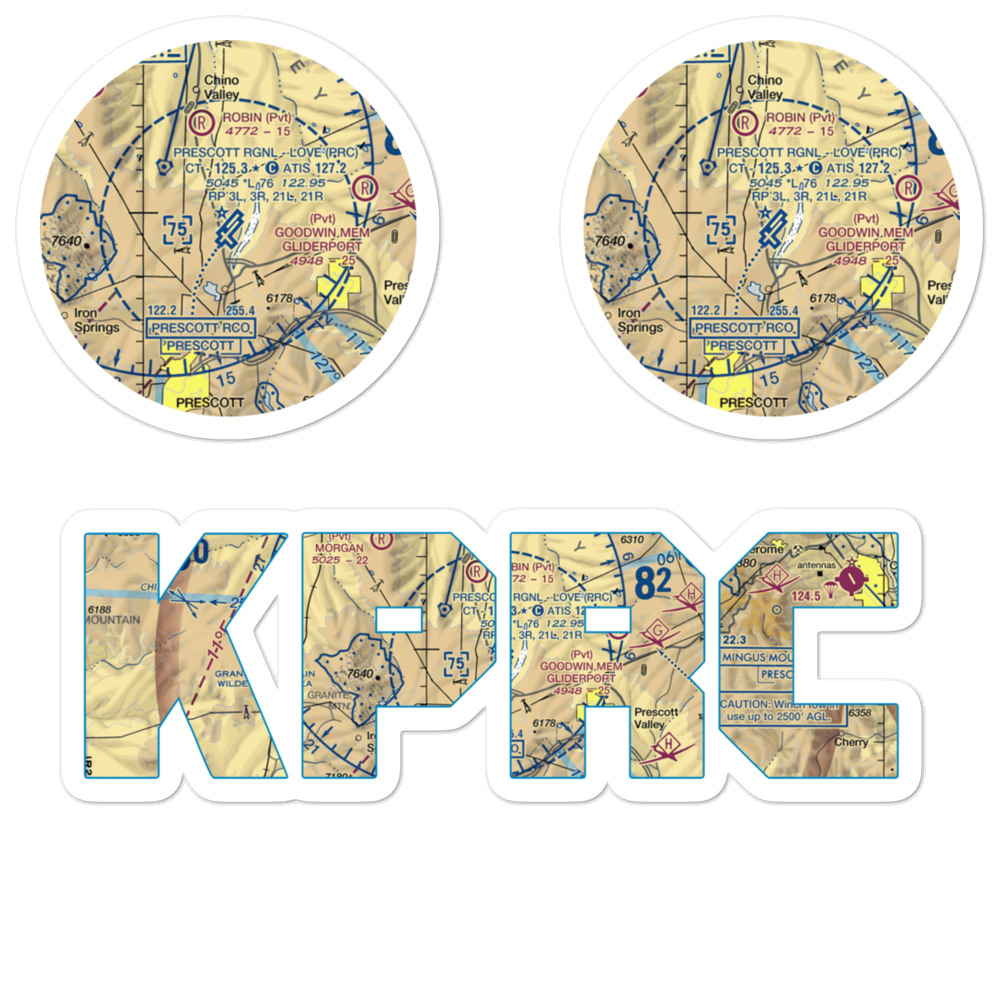Prescott Regional Airport - Ernest A. Love Field (PRC) VFR Sectional Sticker Pack 