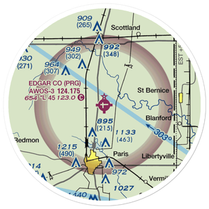 Edgar County Airport (PRG) VFR Sectional Sticker (20 mile)