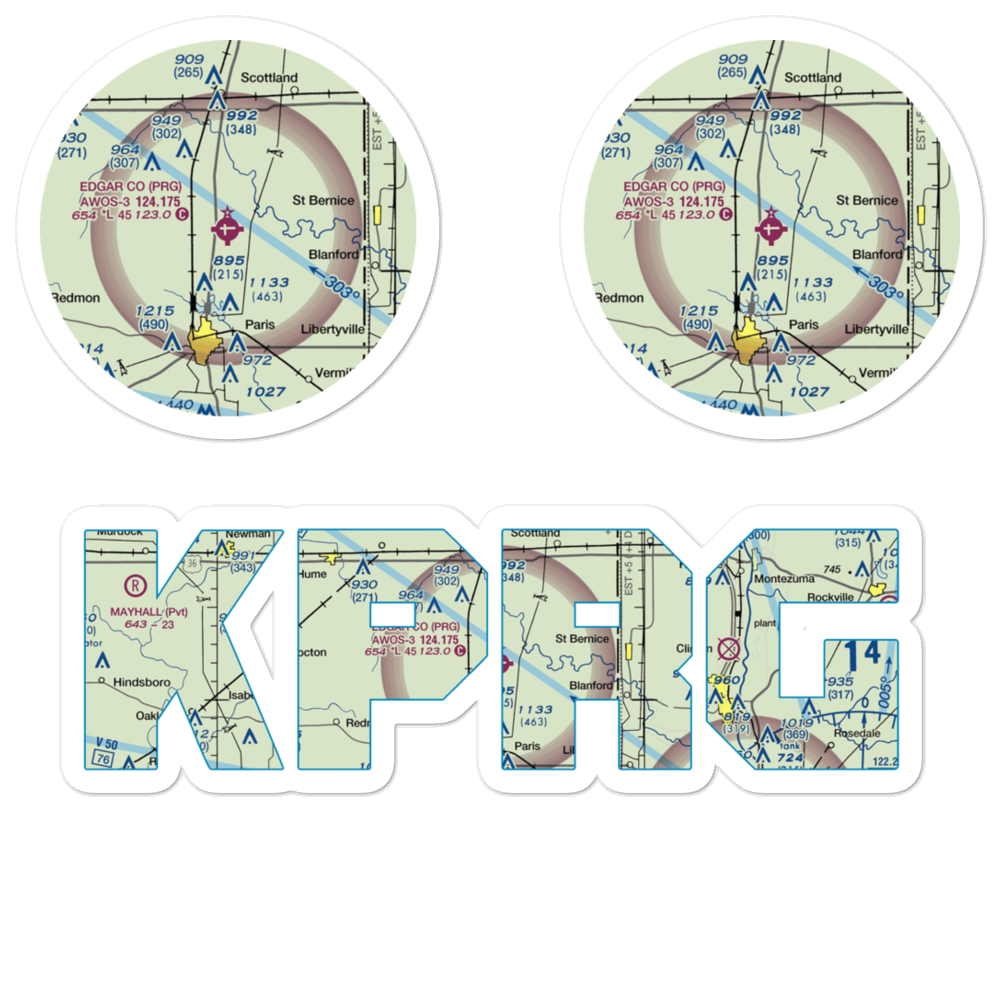 Edgar County Airport (PRG) VFR Sectional Sticker Pack 