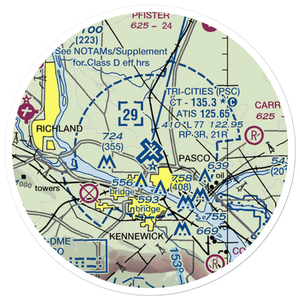 Tri Cities Airport (PSC) VFR Sectional Sticker (20 mile)