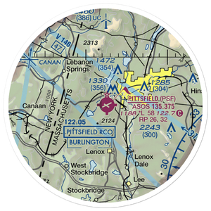 Pittsfield Municipal Airport (PSF) VFR Sectional Sticker (20 mile)