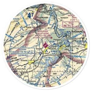 New River Valley Airport (PSK) VFR Sectional Sticker (30 mile)
