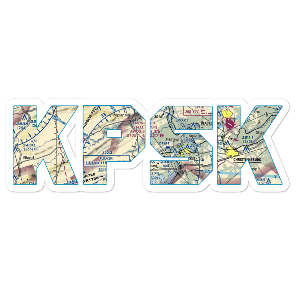New River Valley Airport (PSK) VFR Sectional Sticker 