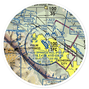 Palm Springs International Airport (PSP) VFR Sectional Sticker (20 mile)