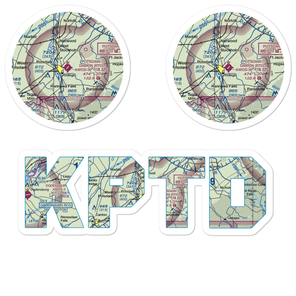 Potsdam Municipal-Damon field (PTD) VFR Sectional Sticker Pack 