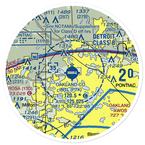 Oakland County International Airport (PTK) VFR Sectional Sticker (20 mile)