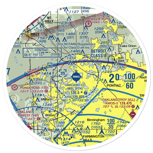 Oakland County International Airport (PTK) VFR Sectional Sticker (30 mile)
