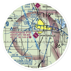 Porterville Municipal Airport (PTV) VFR Sectional Sticker (20 mile)