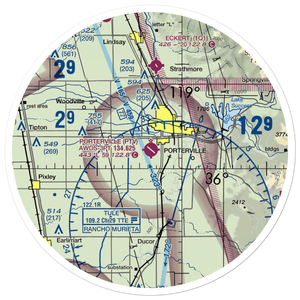 Porterville Municipal Airport (PTV) VFR Sectional Sticker (30 mile)