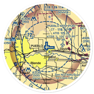 Pueblo Memorial Airport (PUB) VFR Sectional Sticker (20 mile)