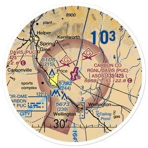 Carbon County Regional/Buck Davis Field (PUC) VFR Sectional Sticker (20 mile)