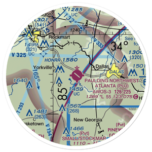 Paulding Northwest Atlanta Airport (PUJ) VFR Sectional Sticker (20 mile)