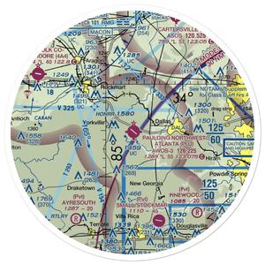 Paulding Northwest Atlanta Airport (PUJ) VFR Sectional Sticker (30 mile)
