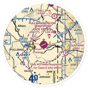 Pullman Moscow Regional Airport (PUW) VFR Sectional Sticker (20 mile)