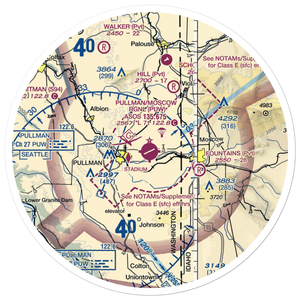 Pullman Moscow Regional Airport (PUW) VFR Sectional Sticker (30 mile)