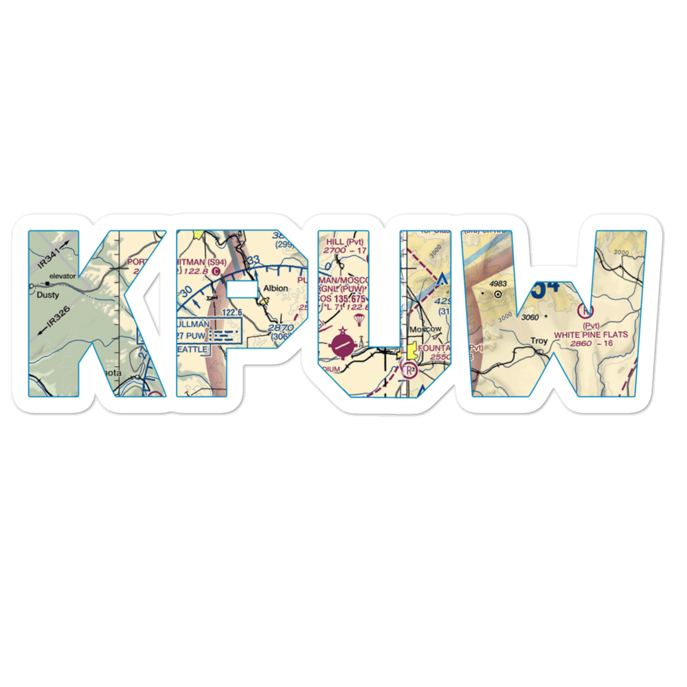 Pullman Moscow Regional Airport (PUW) VFR Sectional Sticker 