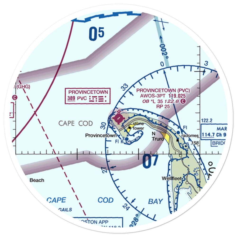 Provincetown Municipal Airport (PVC) VFR Sectional Sticker (30 mile) 